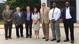 US Department of State sponsors Michael Foughty and Demetrius Davis visit the lab on July 13th and 14th for the 2016 Annual Program Review. Pictured above (left to right): Tanju Sofu (Dept. Manager), Thomas Ewing (Associate Division Director), Jordi Roglans-Ribas (Division Director), Sunaree Hamilton (Office Director), Michael Foughty (DOS Sponsor), Demetrius Davis (DOS Sponsor) and Temitope Taiwo (Deputy Division Director)